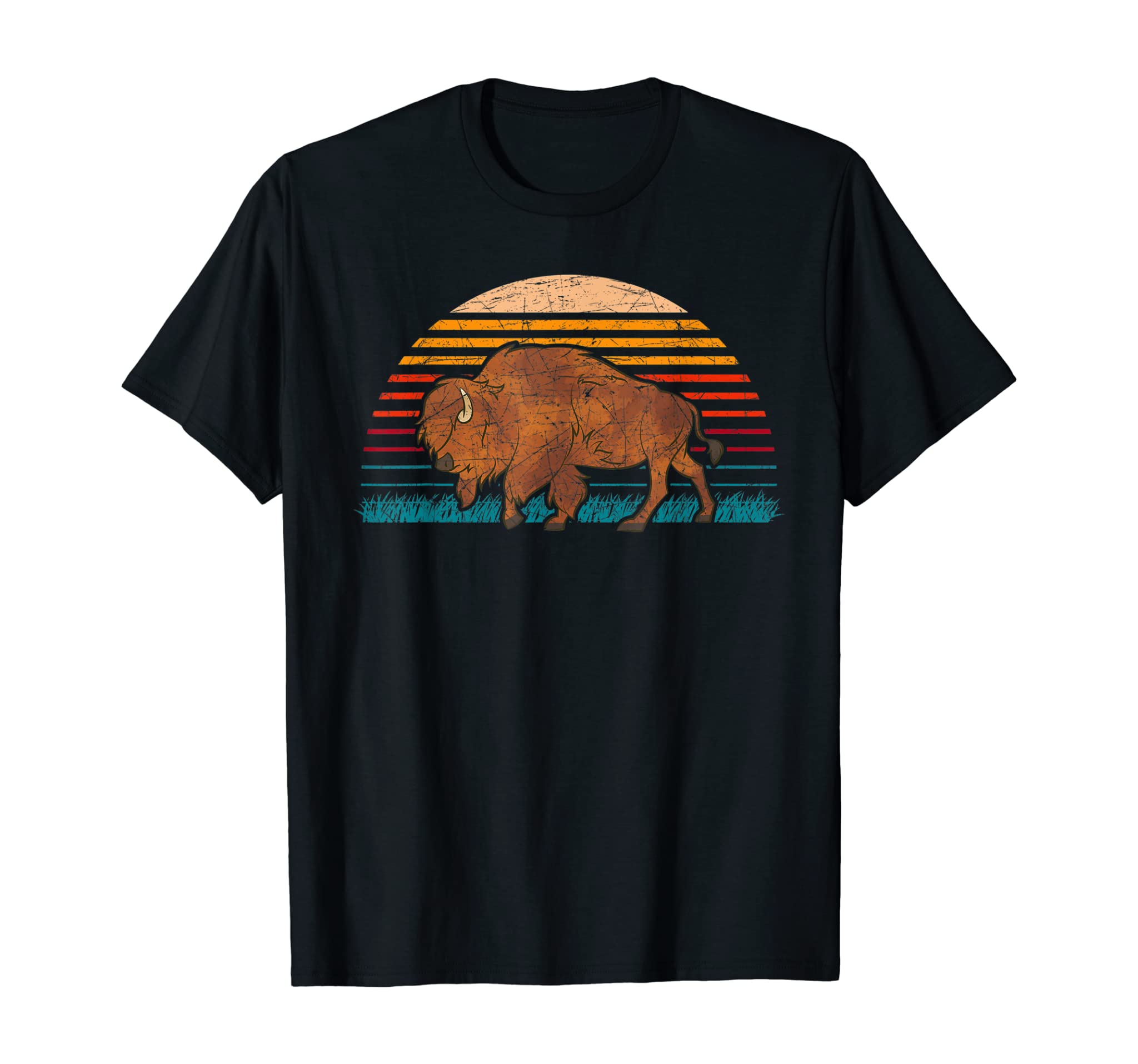 Wild Animal American Bison Gift Countryside Retro Buffalo T-Shirt