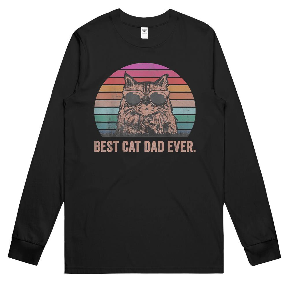 Best Cat Dad Ever Papa Birthday Father’s Day Kitten Long Sleeve T Shirts