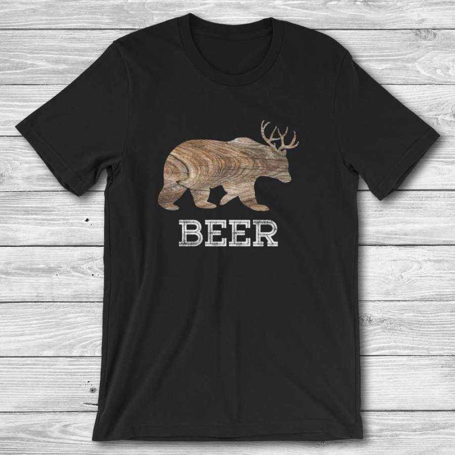 Beer T Shirt Bear And Deer T Shirt Beer Gift Beer Shirt Bear Deer Bear Shirt Beer Pun Beer Drinker Funny Pun Men And Women’S Unisex T-Shirt