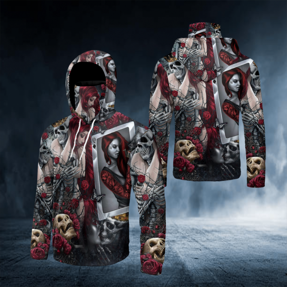 Skeleton Hug Rose Girl Dead Kiss Skull 3D All Over Printed Bandana Hoodie Us Size