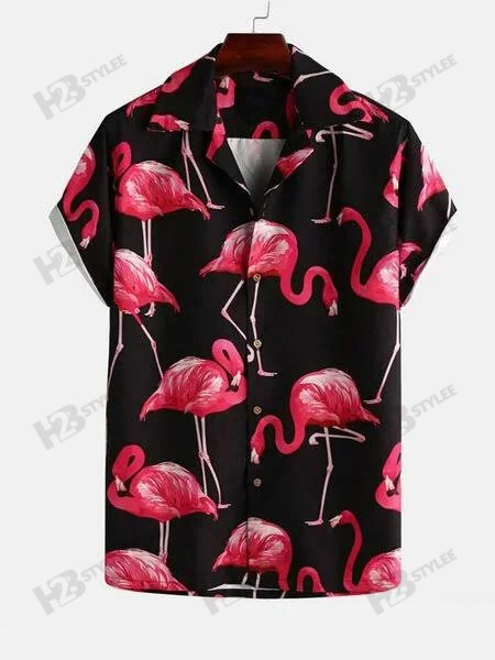 Pink Flamingo Summer Tropical Hawaii Aloha All Over Printed Hawaii Shirt Size S Ha39738