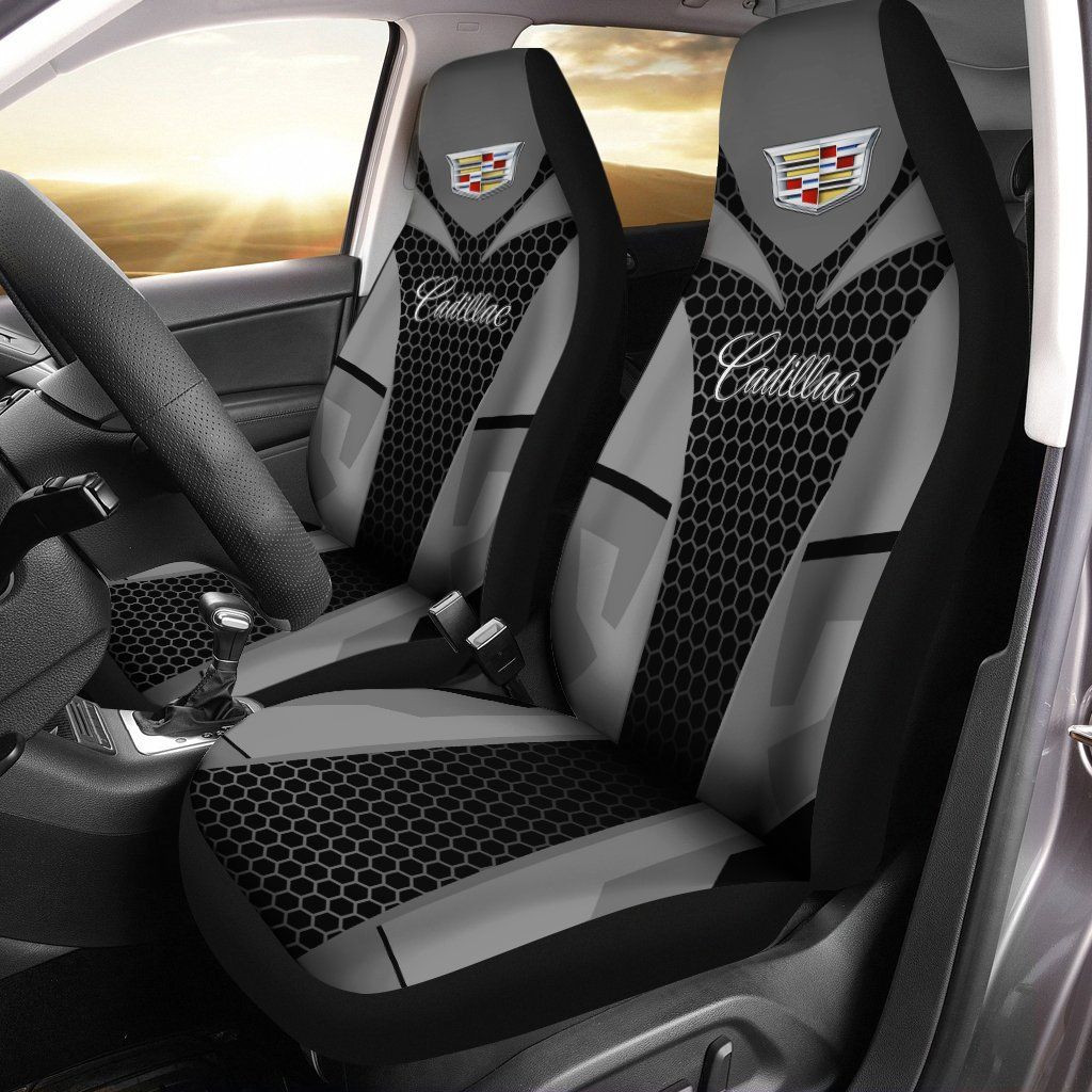 Cadillac Car Seat Covers (Set Of 2) Ver 2 (Grey)