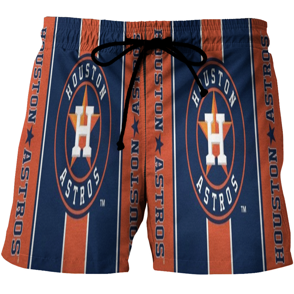 Houston Astros Emblem V6 3D All Over Print Summer Beach Hawaiian Short