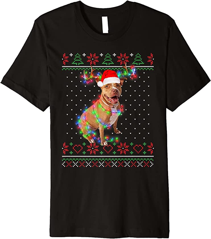 Pitbull Dog Ugly Sweater Christmas Puppy Dog Lover Premium T-Shirt