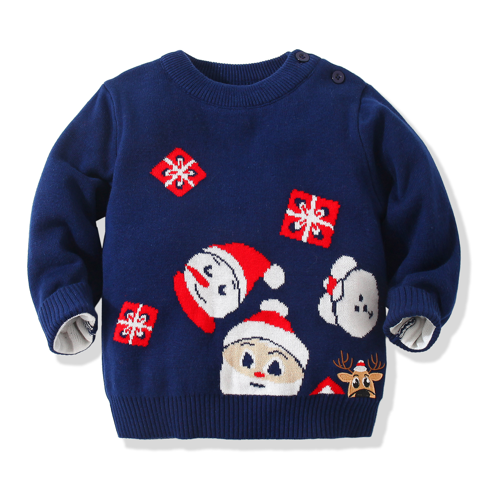 Baby Boy Warm Long Sleeve Sweaters Autumn Children Clothes Red Christmas Deer Kids Sweater For Girl Winter Baby Knitt Coat Tops alx