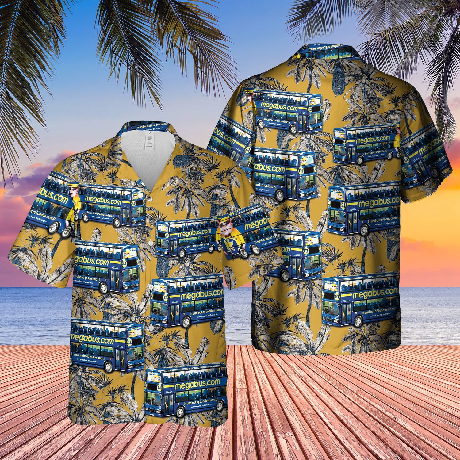 Doubledecker Megabus Yellow Nice Design Unisex Hawaii Shirt For Men And Women Ha64528