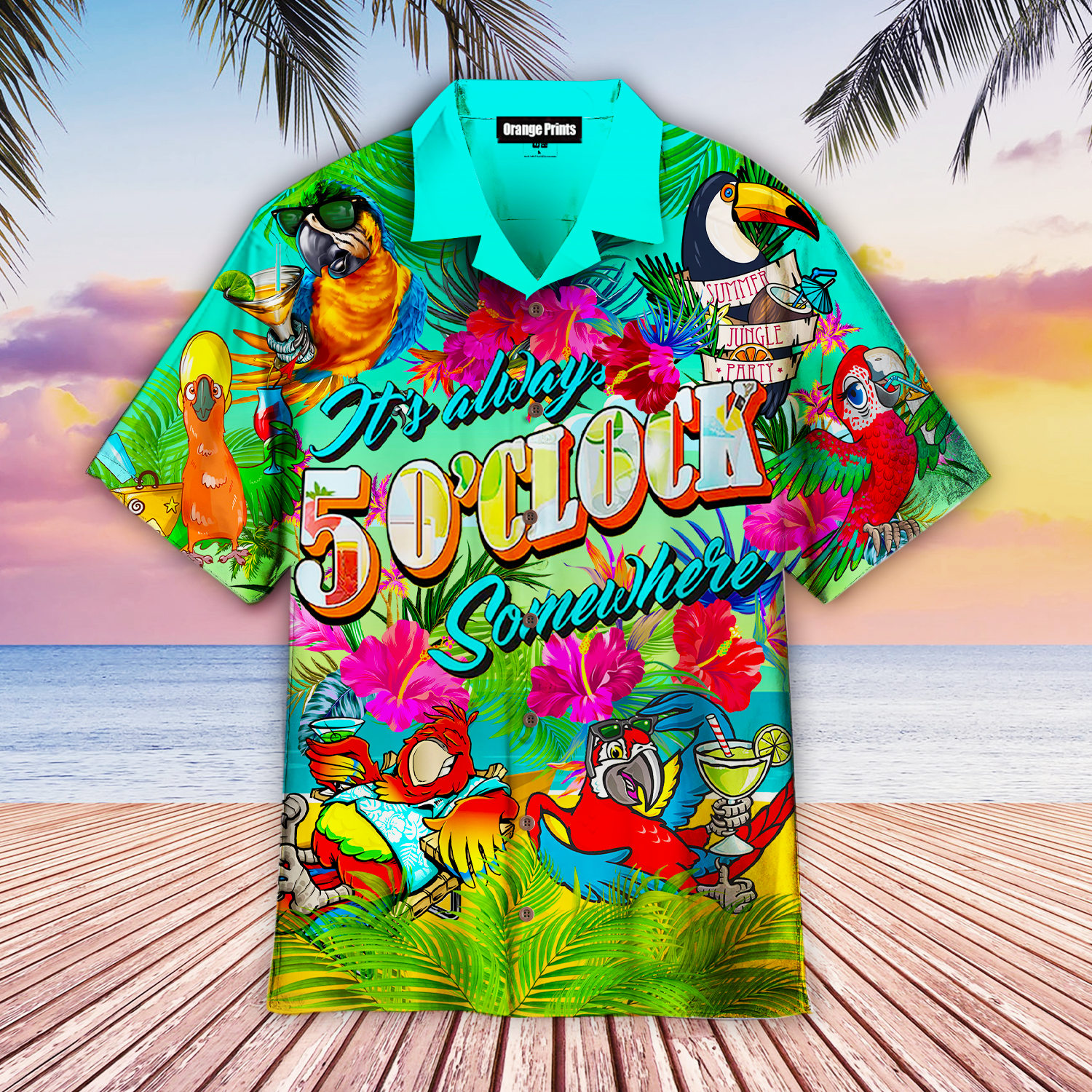 Parrots Five Oclock Somewhere Cocktails Aloha Hawaii Shirts For Men Women Ha58906