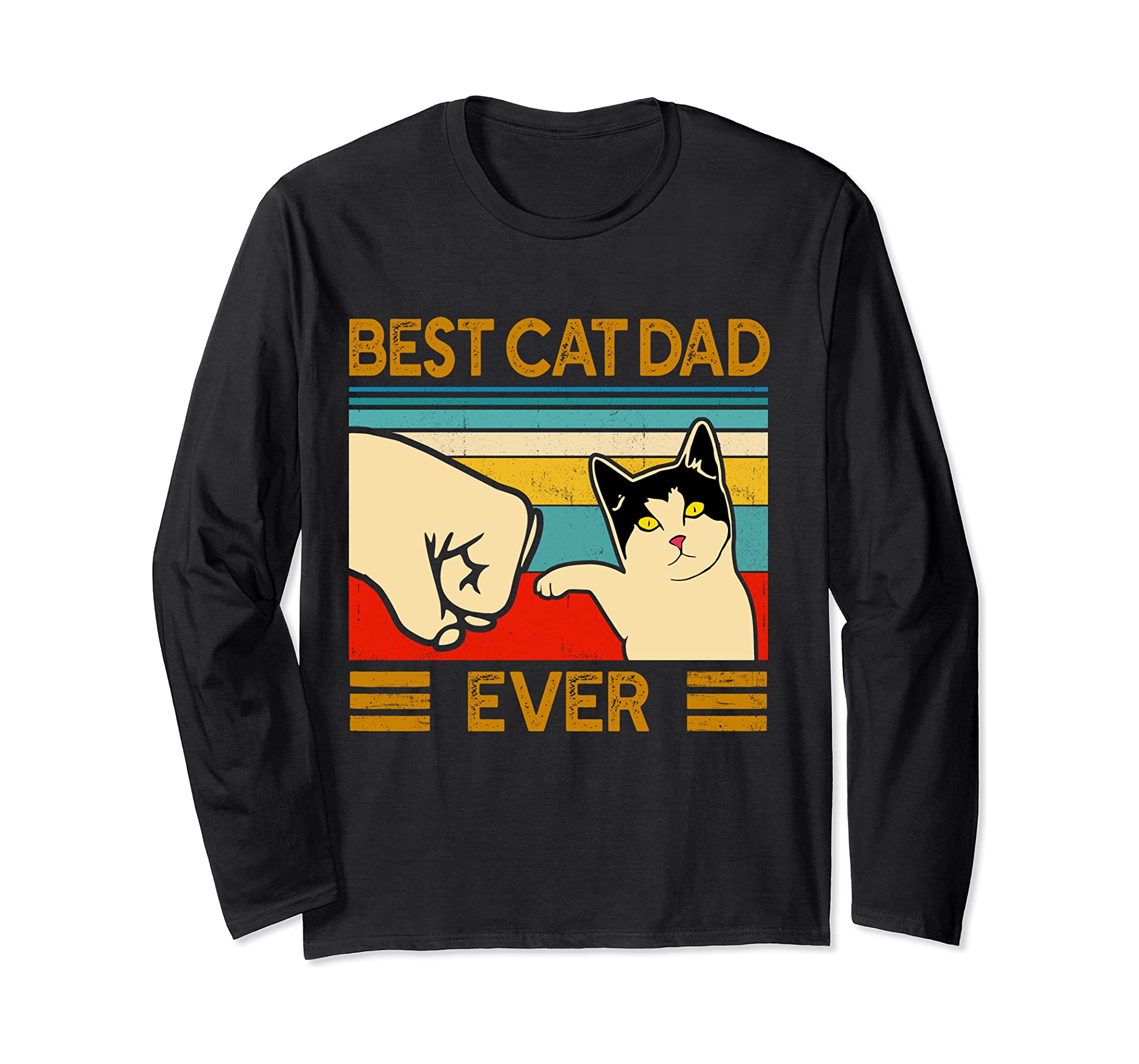 Best Cat Dad Ever T-Shirt Funny Cat Daddy Father Day Gift Long Sleeve T-Shirt