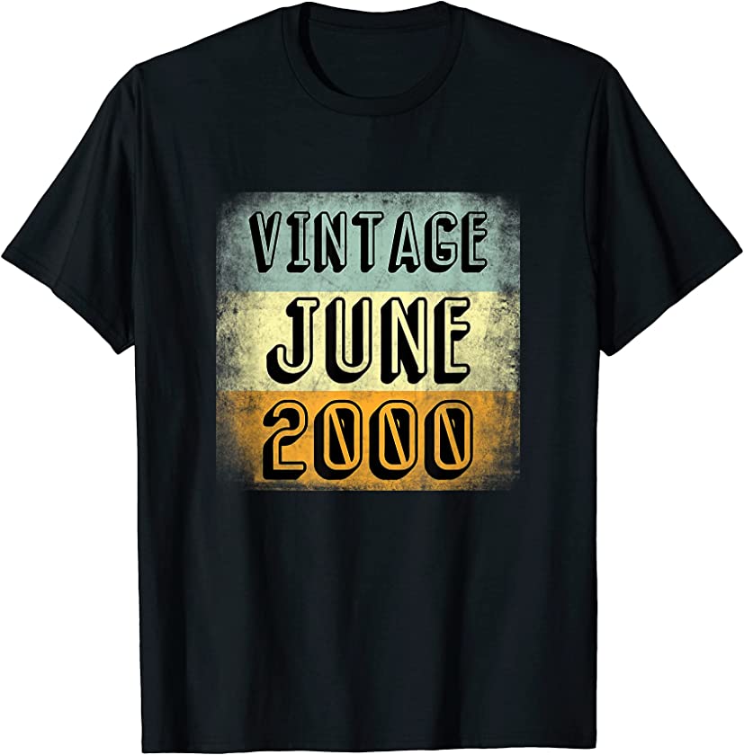 Vintage June 2000 Retro 21 Years Old Birthday Party Quote T-Shirt