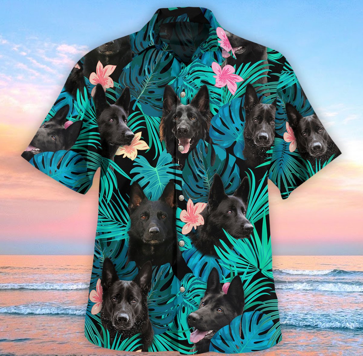 Love Black German Shepherd Tropical Hawaii Shirt