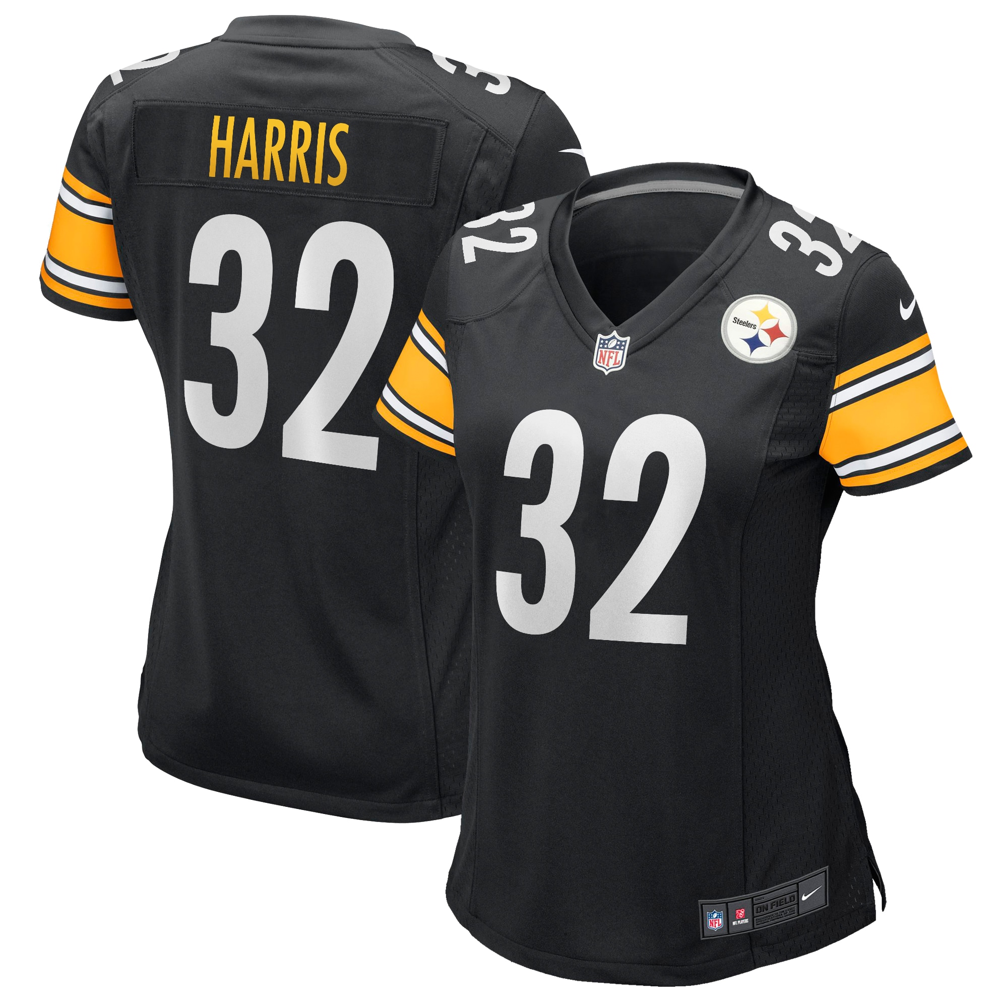 Women’s Pittsburgh Steelers Franco Harris Black Game Retired Player Jersey