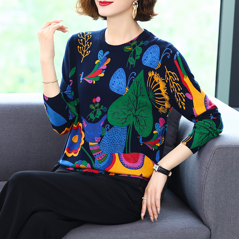 YISU Autumn Winter Pullover Sweater Women High Quality Loose Knitted Sweaters Jumpers Female Soft Cartoon print sweater Women alx