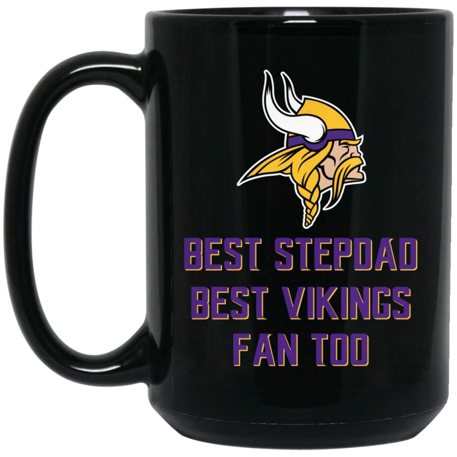 Minnesota Vikings Logo Purple-Yellow Best Stepdad Best Vikings Fan Too BM15OZ 15 oz. Black Mug