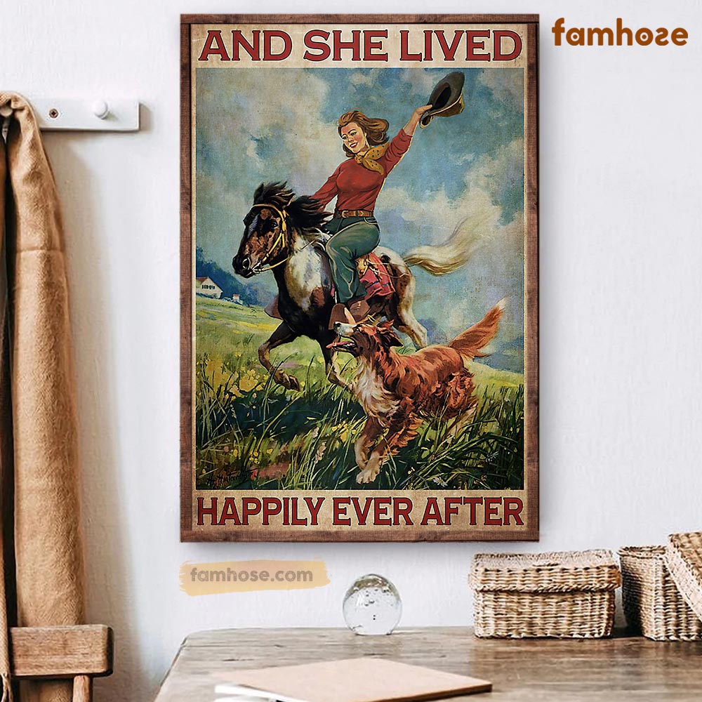 Horse Poster & Canvas, And She Lived Happily Ever After, Horse Canvas Wall Art, Poster Gift For Horse Lovers