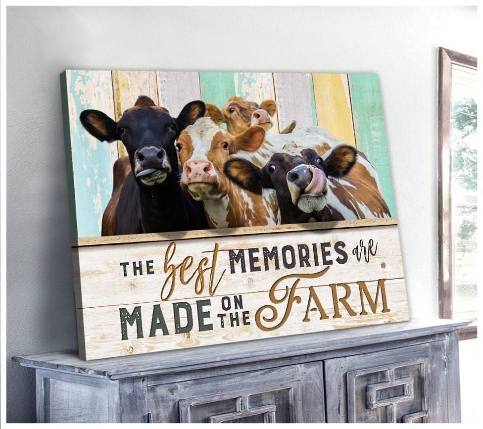 The Best Memories Cow Wall Art Canvas Gift For Family, Wall Art Decor, Canvas Print, Home Decor