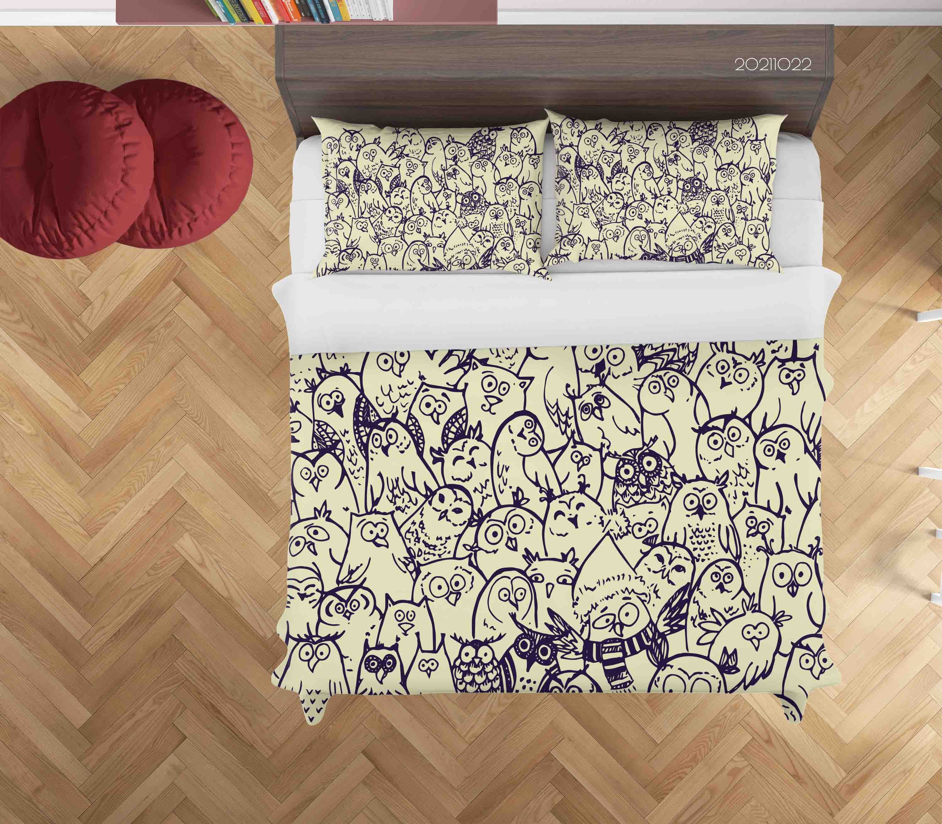 3D Cute Animal Doodle Quilt Cover Set Bedding Set Duvet Cover Pillowcases 17