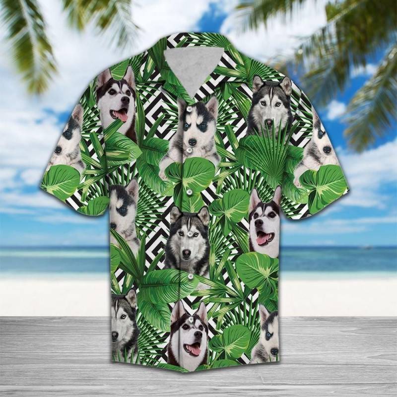 Artsyhomes Summer Exotic Jungle Tropical Siberian Husky Hawaiian Ha54316