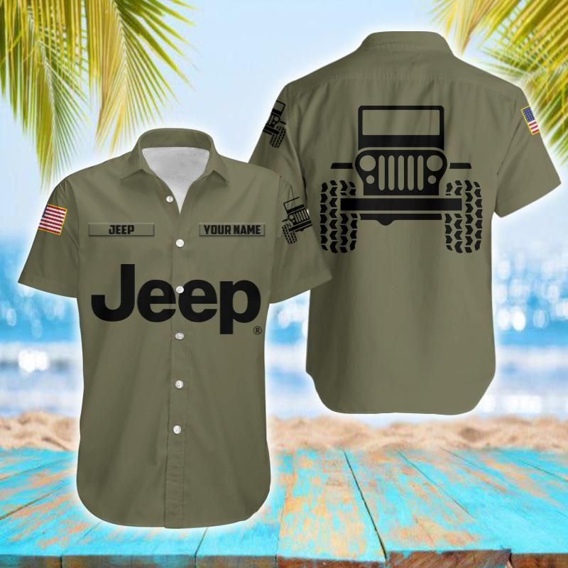 Felacia Personalized Name Simple Jeep Olive Unisex Hawaiian Ha54543