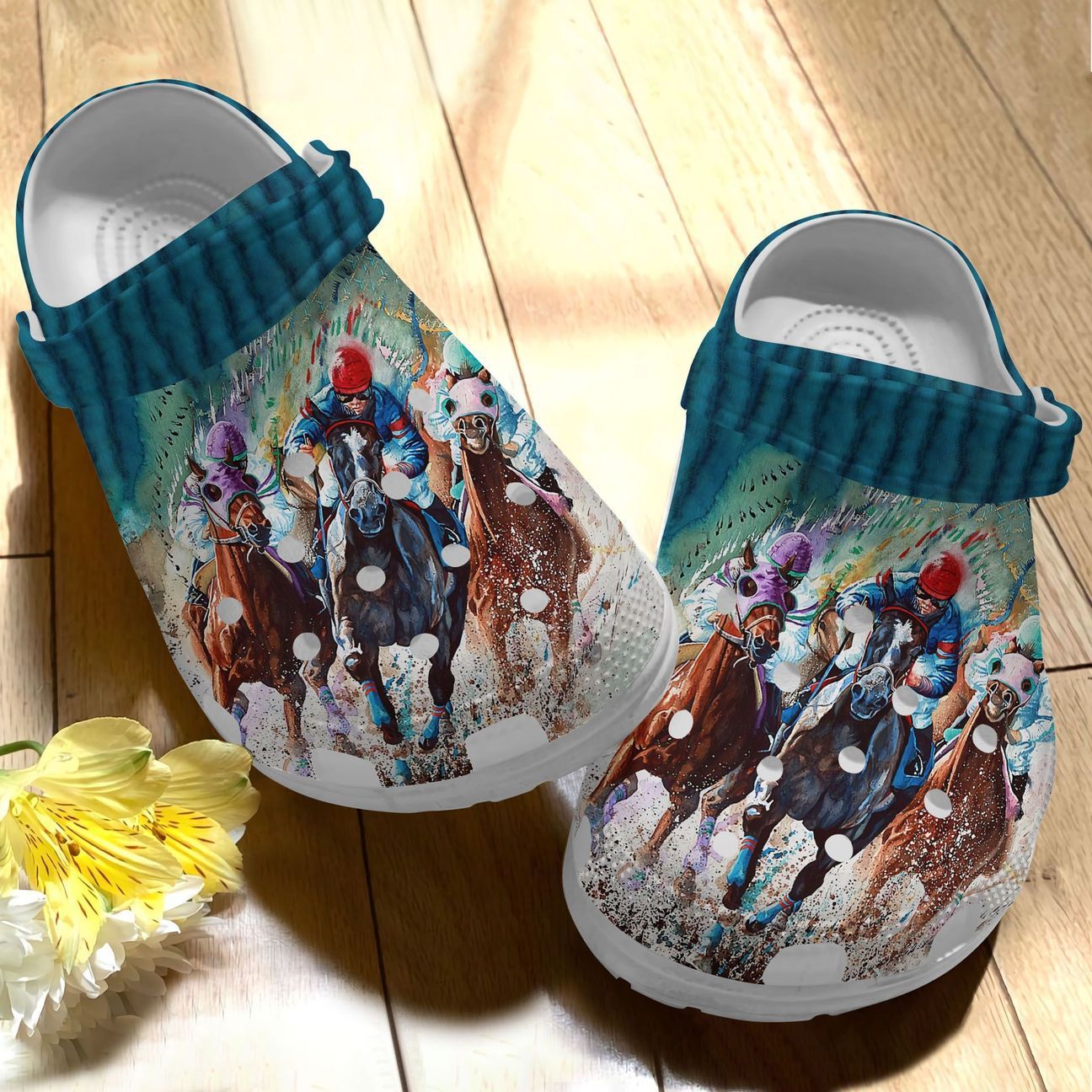 Horse Racing 2 Personalize Clog, Custom Name, Text, Fashion Style For Women, Men, Kid, Print 3D