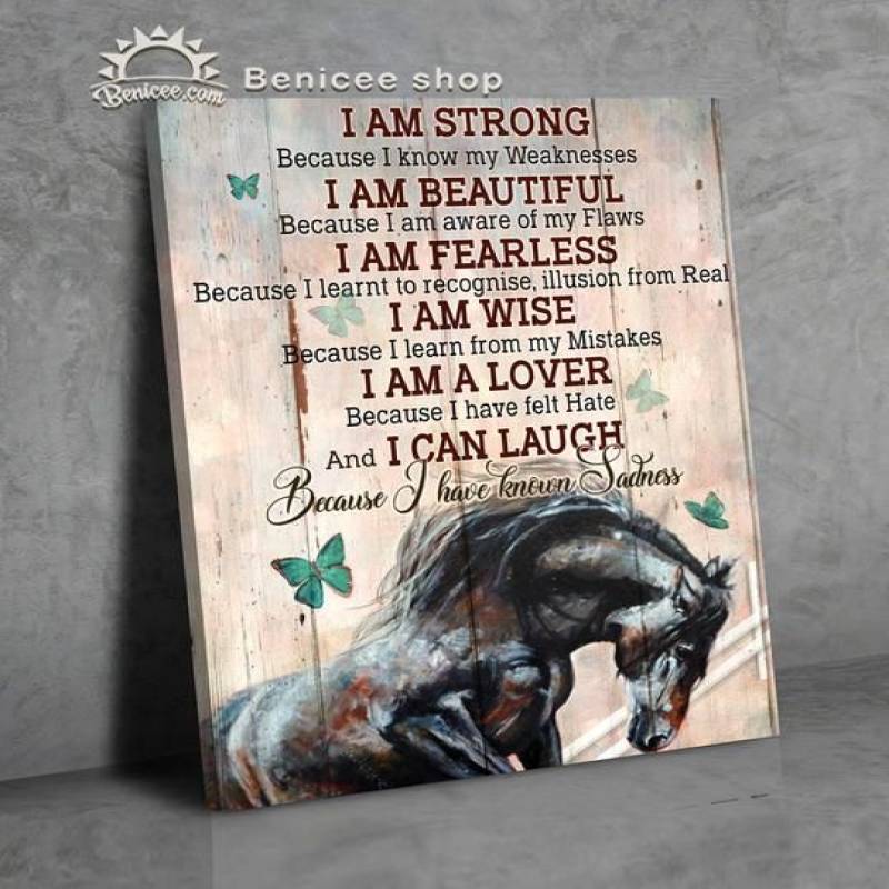Horse i am strong horse sign motivation quote poster poster 3932203065
