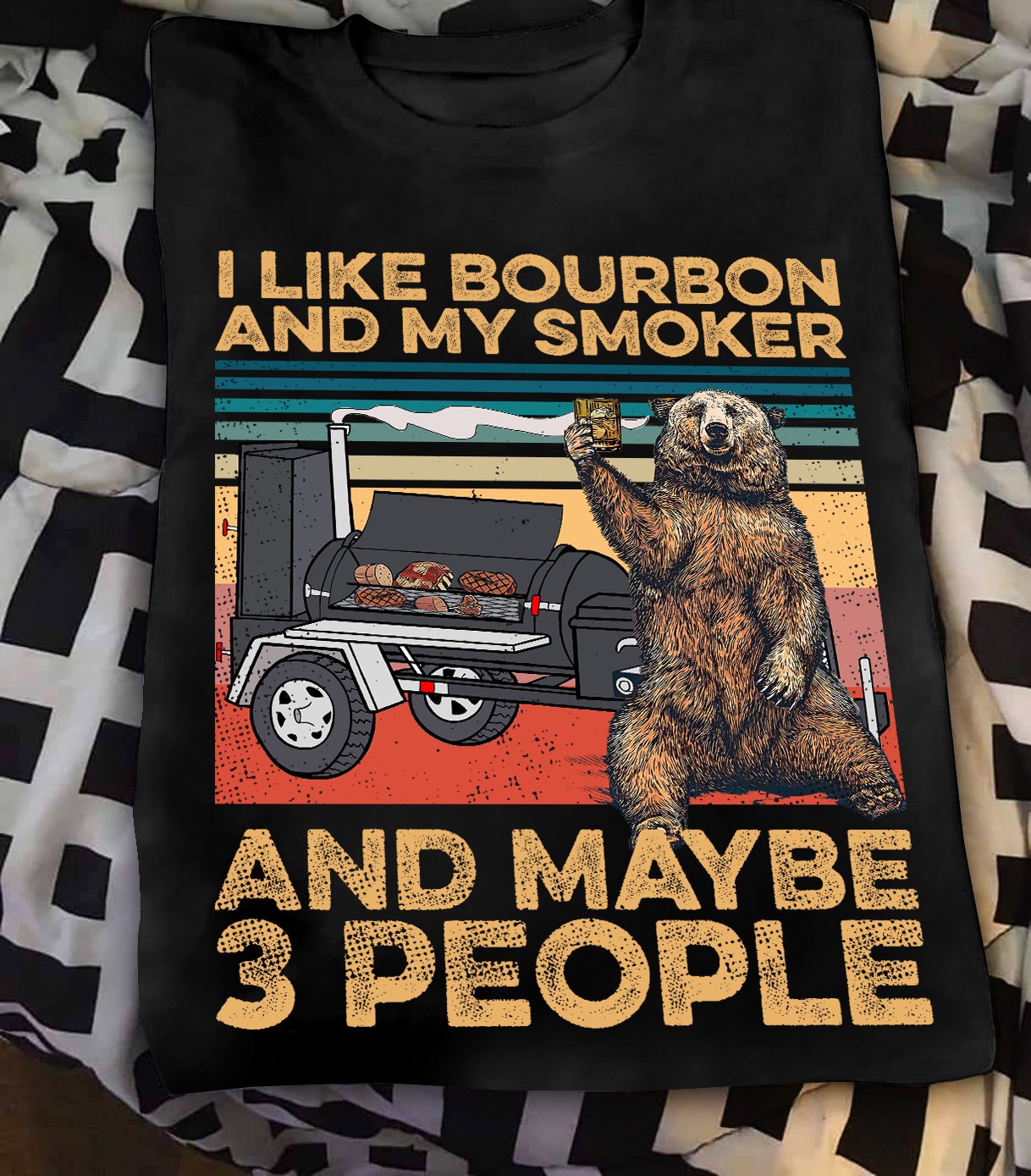 Beer Bear I Like Bourbon And My Smoker And Maybe 3 People Standard T-shirt