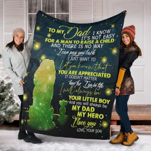 To My Dad Lion My Hero Premium Father Soft Cozy Lightweight Premium Blanket