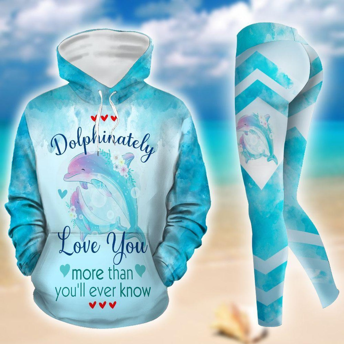 Dolphinately Love You Legging Hoodie, Dolphin Lover Legging Hoodie