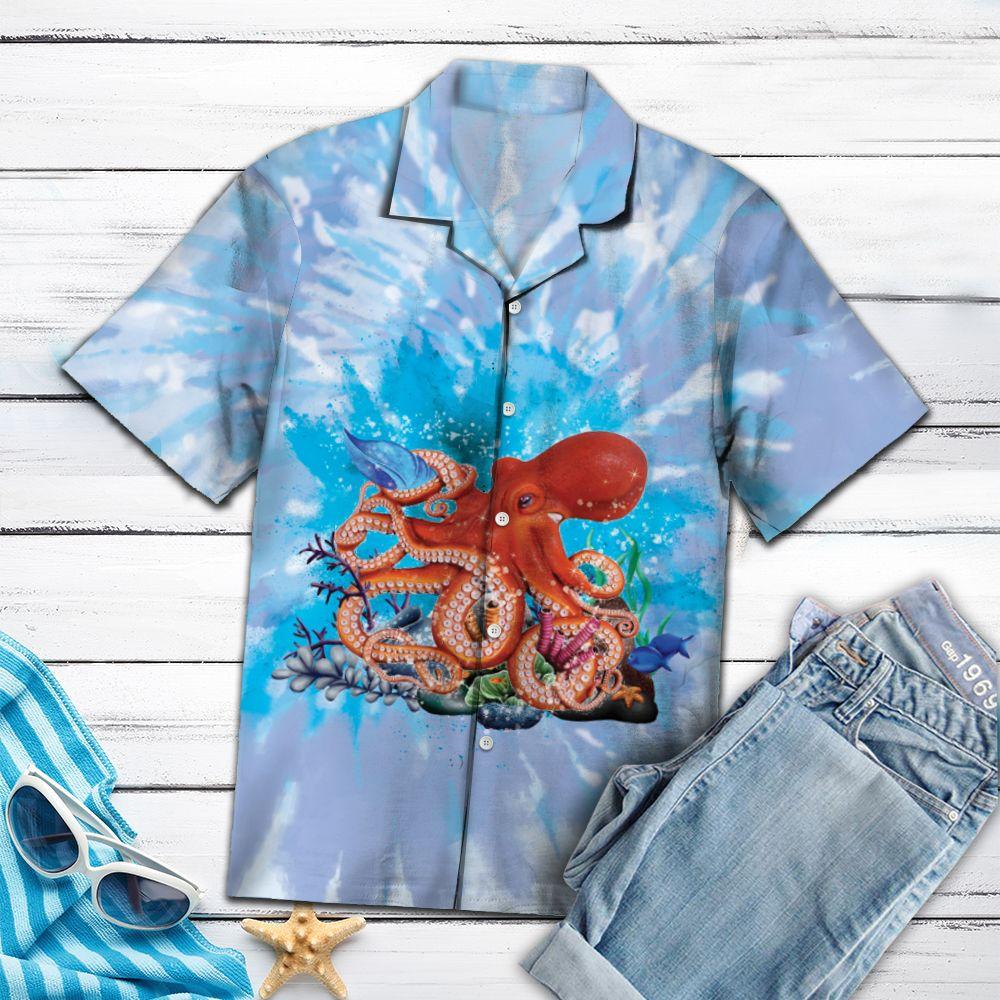 Octopus Blue Tie Dye Hawaii Shirt For Hawaii Aloha Ha4607