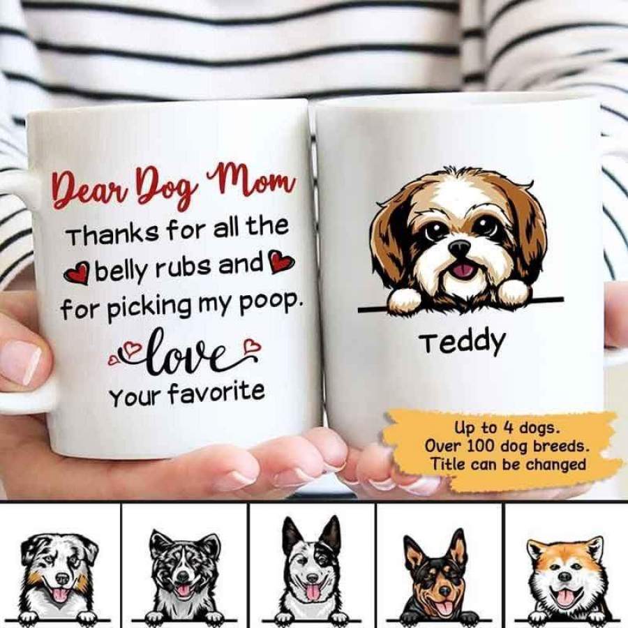 Thanks For Picking Up Our Poop Dog Dad Mom Peeking Dog Personalized Coffee Mug