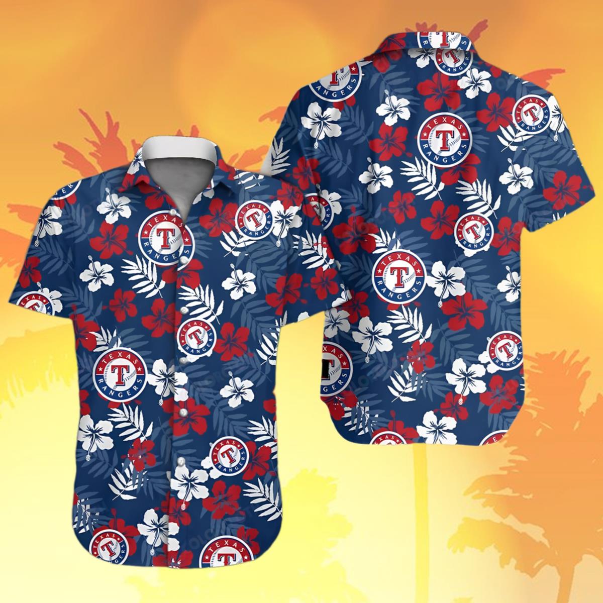 Rangers Hawaiian Shirt Hibiscus Flower Tropical Pattern