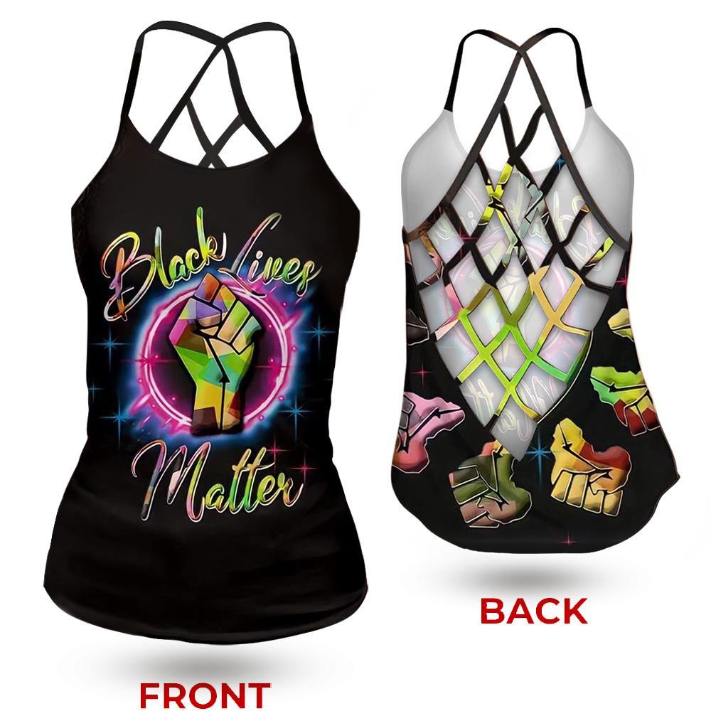 Black Lives Matter Criss-Cross Open Back Tank Top