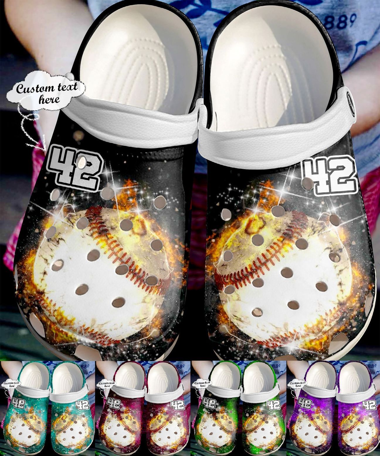 Baseball Personalized Clog, Custom Name, Text Galaxy Baseball Lovers, Fashion Style For Women, Men, Kid, Print 3D