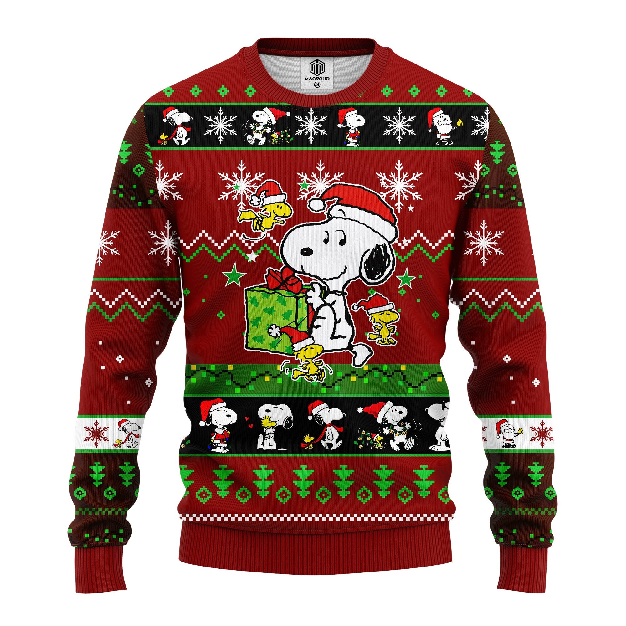 Snoopy Christmas Ugly Sweater Snoopy With Presents Christmas Pattern Red Sweater