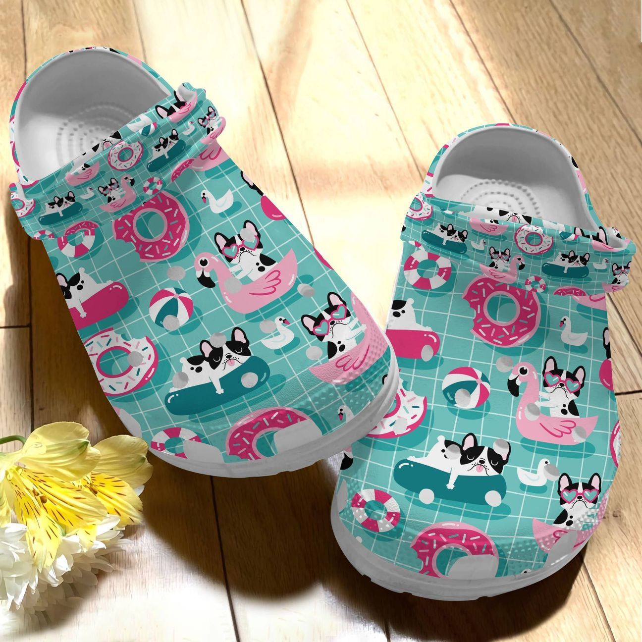 French Bulldog Personalize Clog, Custom Name, Text, Fashion Style For Women, Men, Kid, Print 3D Swimming Pool