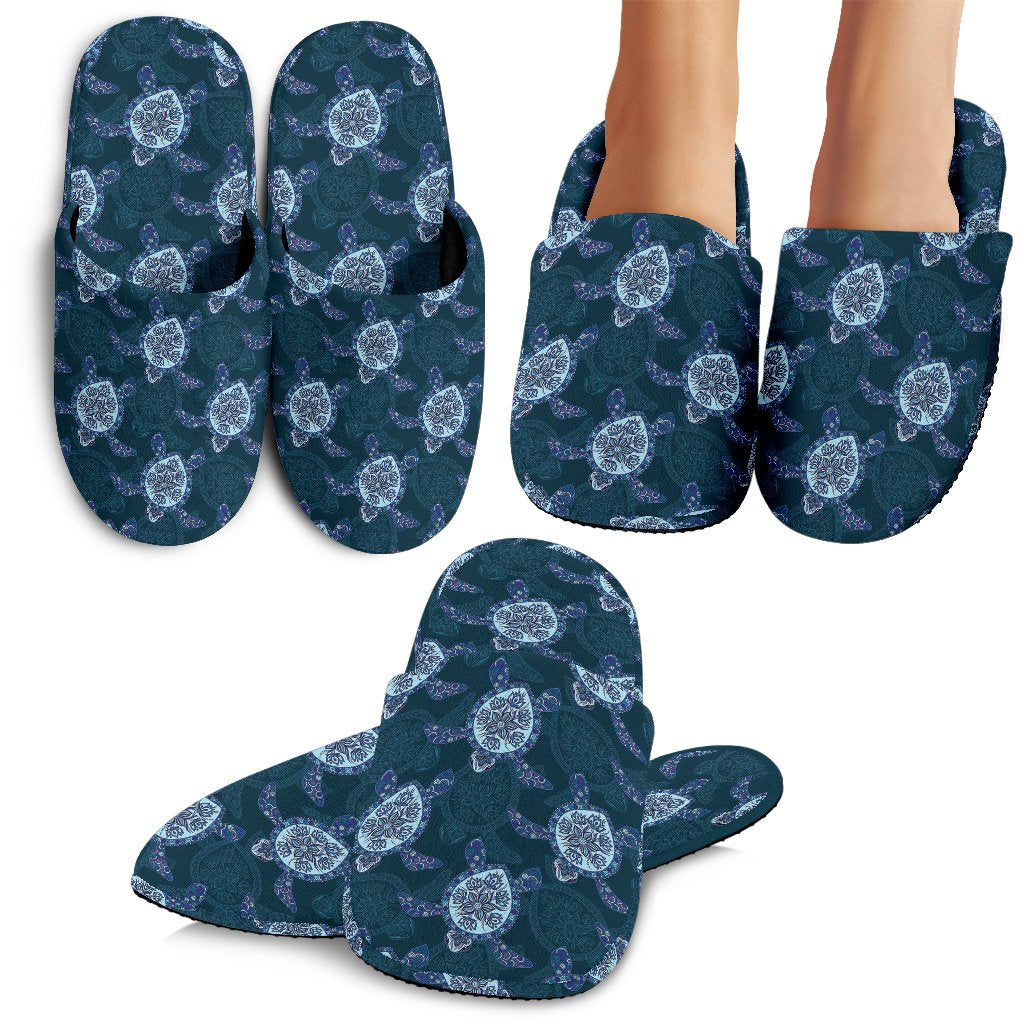 Blue Hawaii Sea Turtle Pattern Print Premium Home Slippers Ha42509