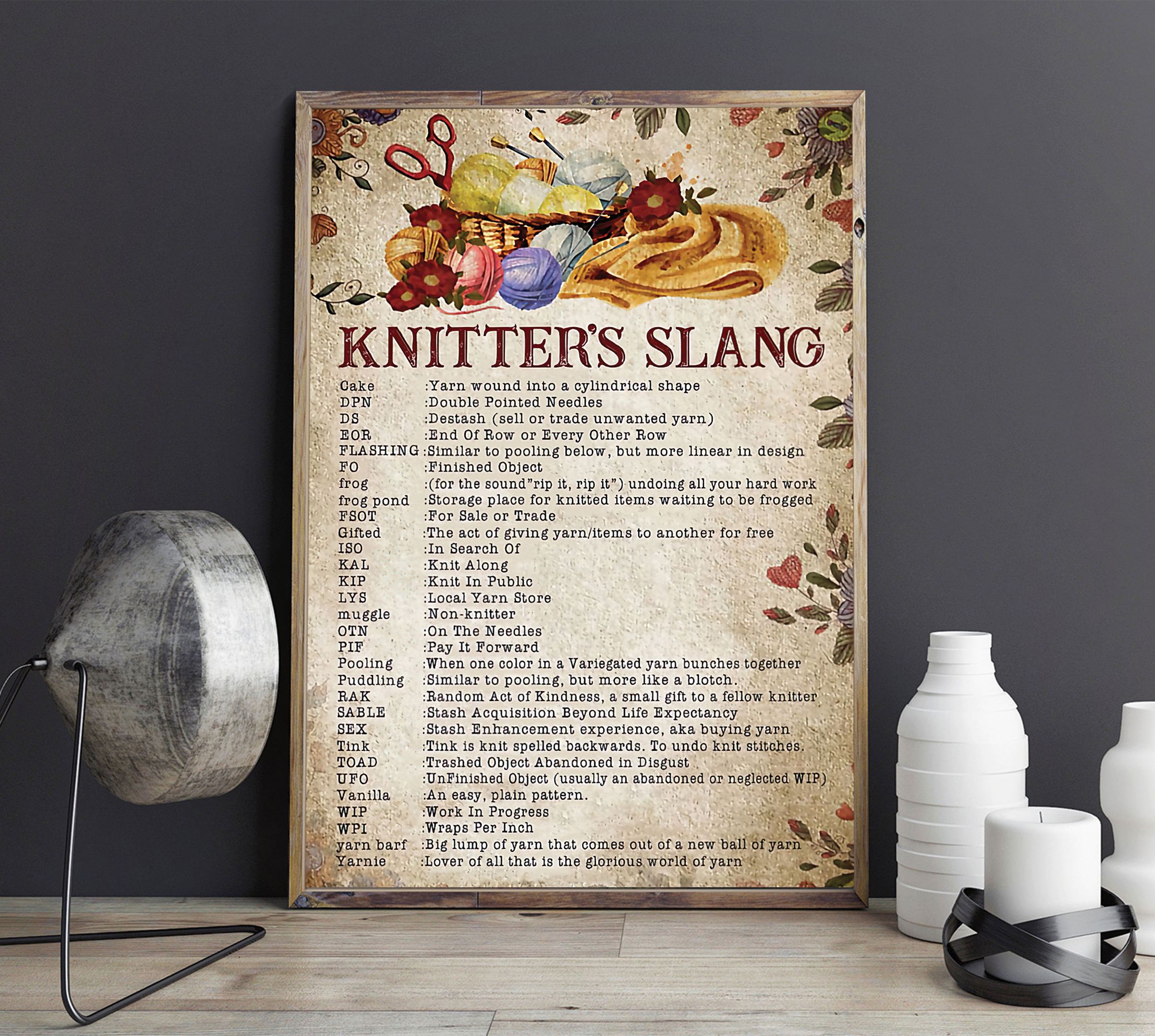 Knitter’s Slang Vertical Poster Poster Art Design