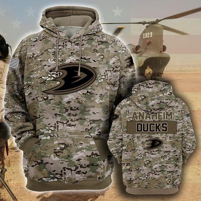 Anaheim Ducks Camouflage Veteran Unisex 3D Zip up Hoodie Jacket T-shirt