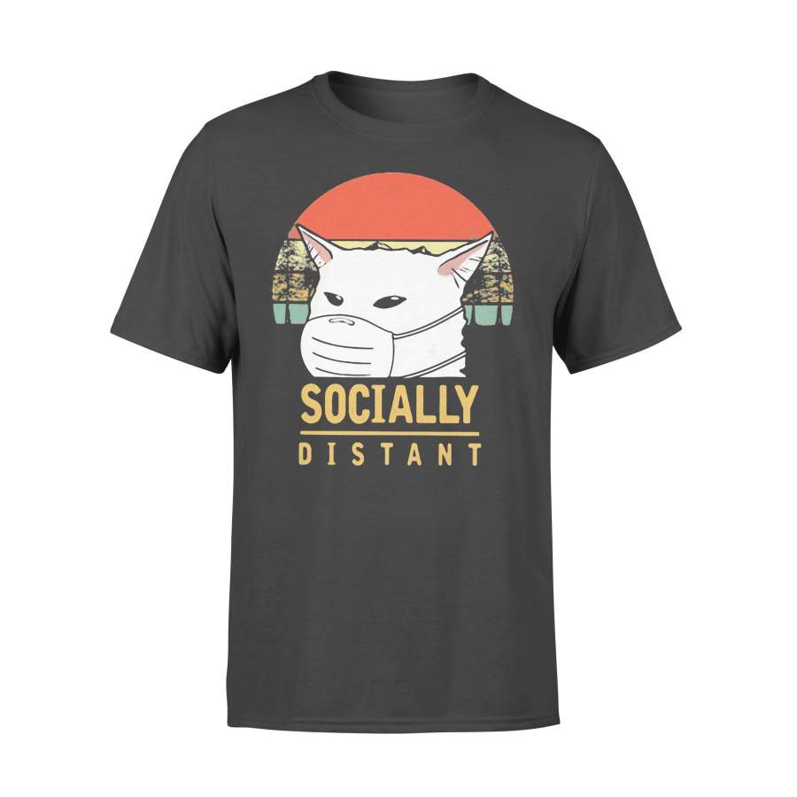Cat Socially Distant Vintage Covid-19 T-shirt