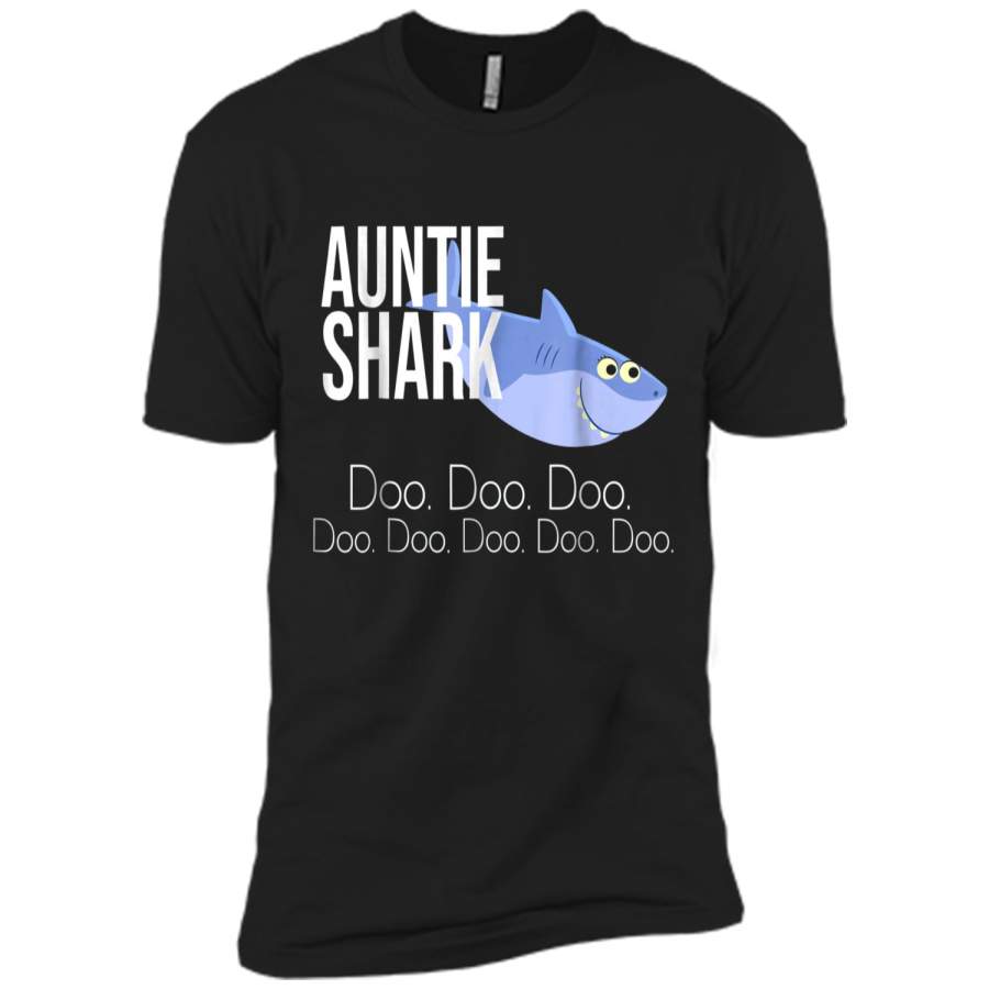 "Auntie Shark" Baby Mommy Daddy Matching Family Shark  Next Level Premium Short Sleeve Tee