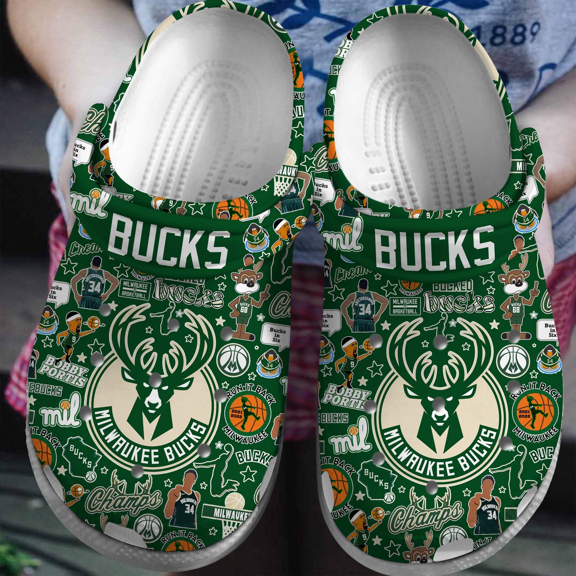 Milwaukee Bucks NBA Basketball Sport Crocss Crocband Clogs Shoes Comfortable For Men Women and Kids