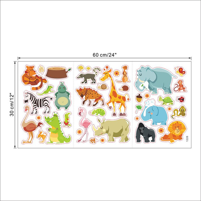 Jungle Animals Wall Stickers for Kids Rooms Safari Nursery Rooms Baby Home Decor Poster Monkey Elephant Horse Wall Decals zooyoo alx