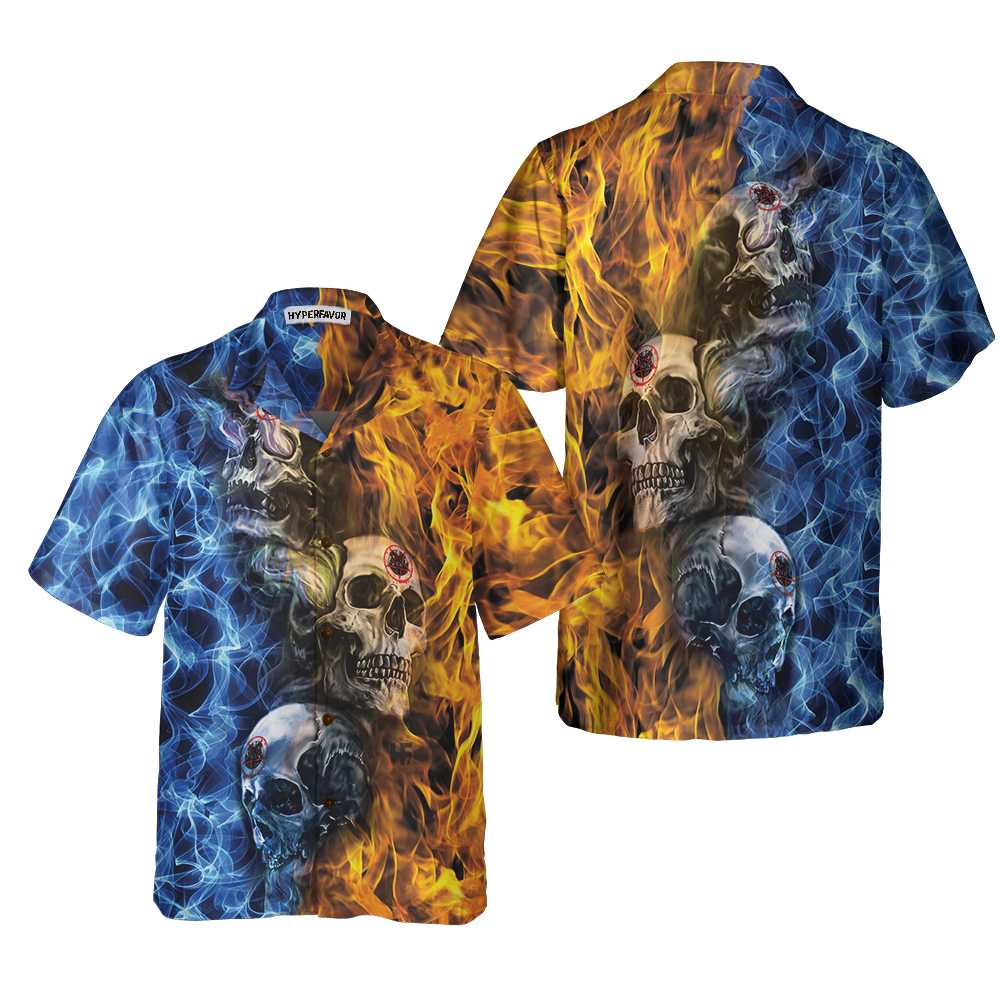 Gothic Skull Fire And Water Hawaii Unique Goth Shirt For Men Women Ha16662