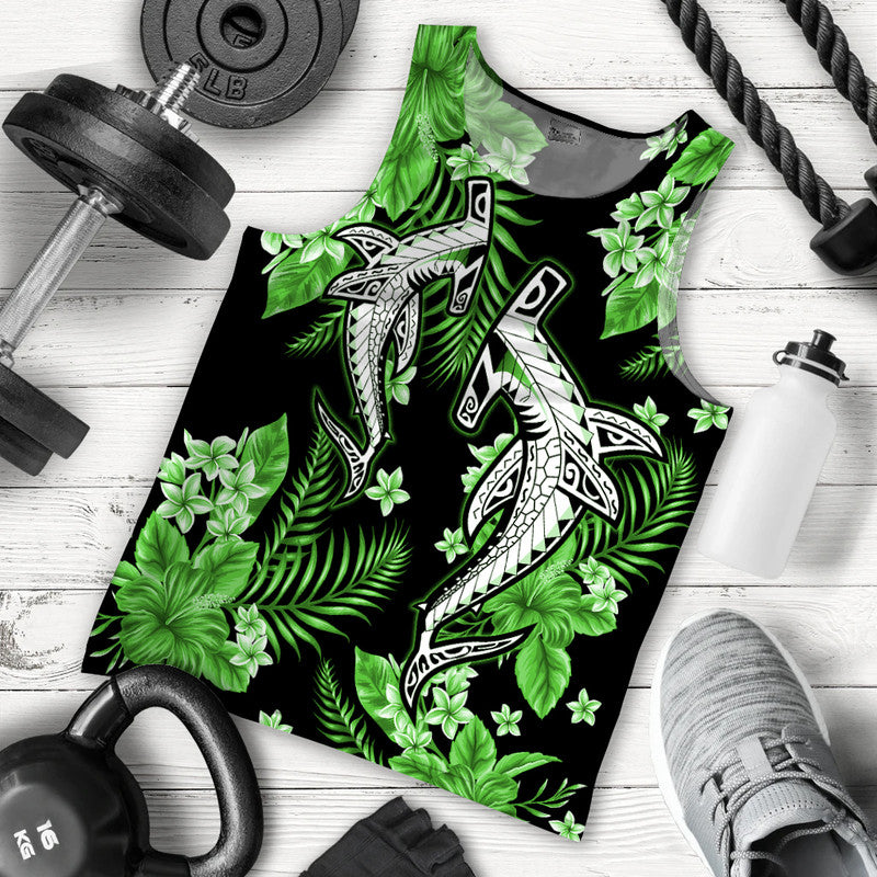 Hawaiian Summer Colorful Shark Men Tank Top Green Ha10827