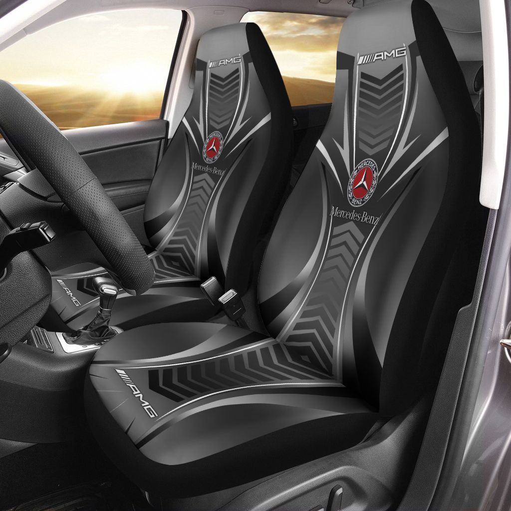 Mercedes Benz Amg Car Seat Cover (Set Of 2) Ver2 (Grey)