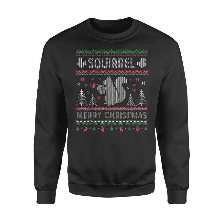 Squirrel Funny Ugly Christmas Sweater Style T Shirt – Standard Fleece Sweatshirt