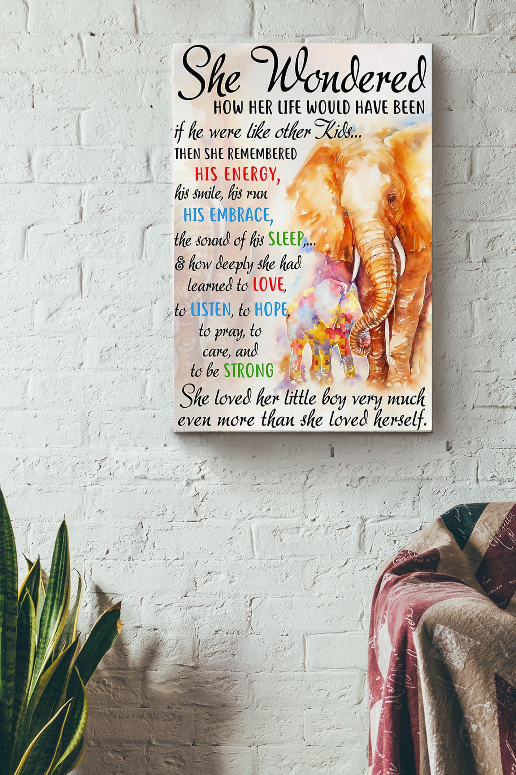 Mother Elephant Loves Her Little Boy More Than She Loved Herself Puzzer Colorful Poster Wrapped Canvas