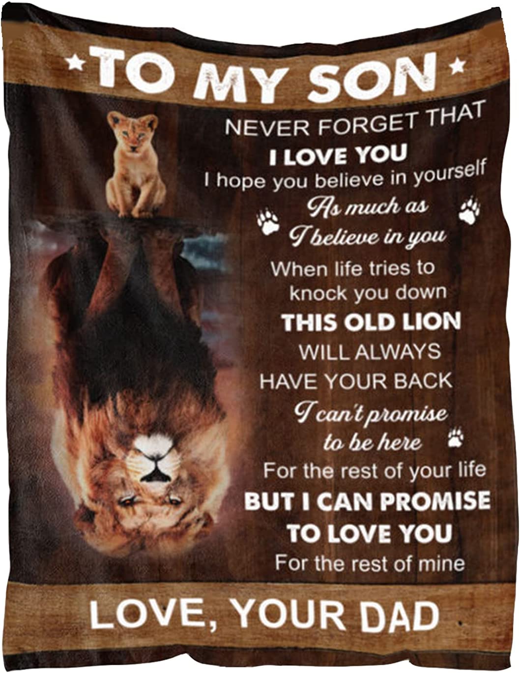 To My Son Throw Blanket Gift To My Son Love Dad Blanket Soft Fleece Blanket Lion Blanket Son Blanket Gift For Son Thanksgiving Valentine'S Anniversary