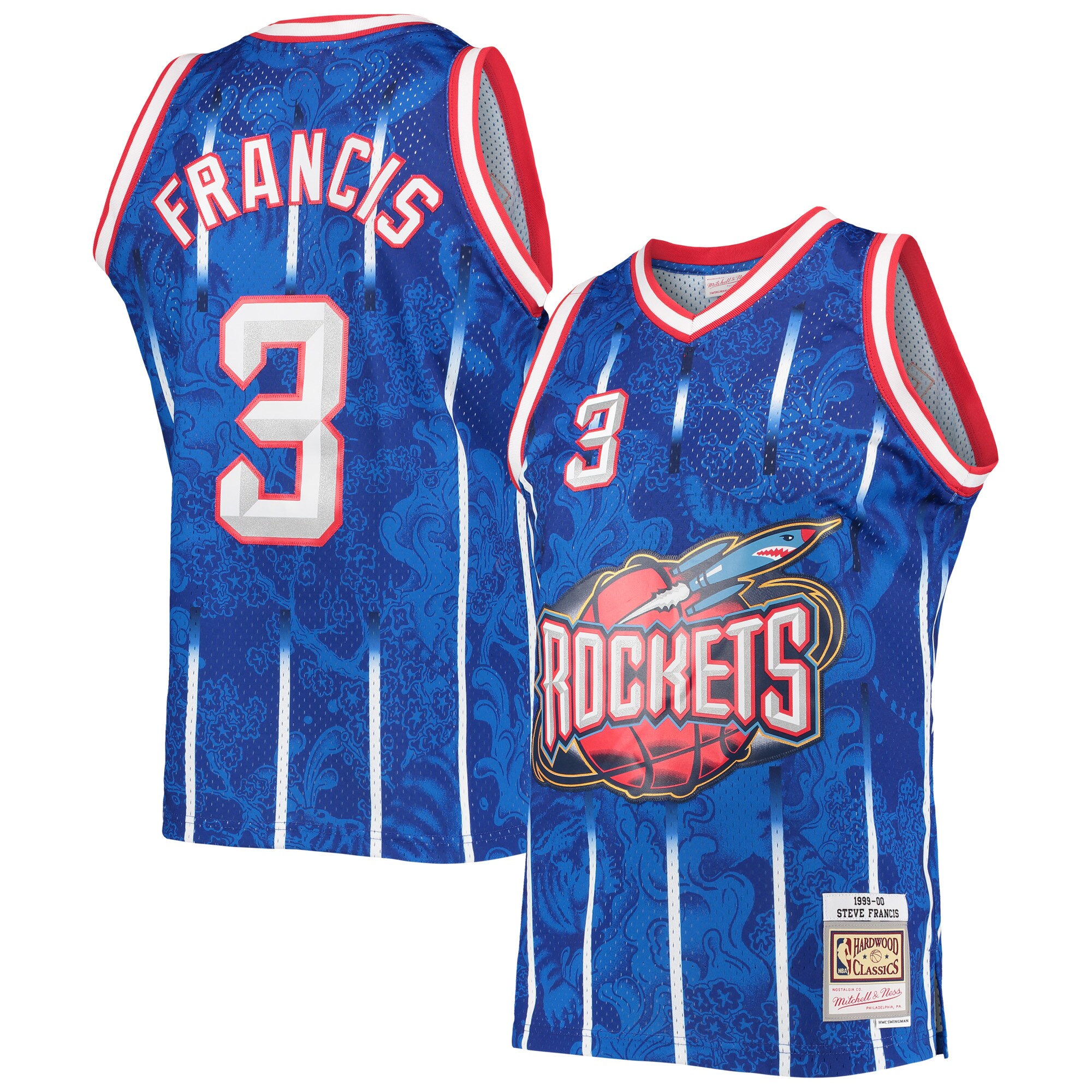 Men's Mitchell & Ness Steve Francis Blue Houston Rockets Hardwood Classics 1999/00 Lunar New Year Swingman Jersey