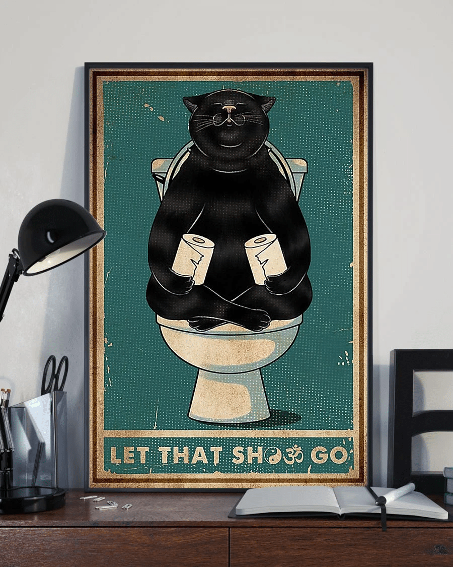 Yoga Black Cat Toilet Poster Canvas – Let That Shit Go Vintage Home Decor Wall Art Evg80370