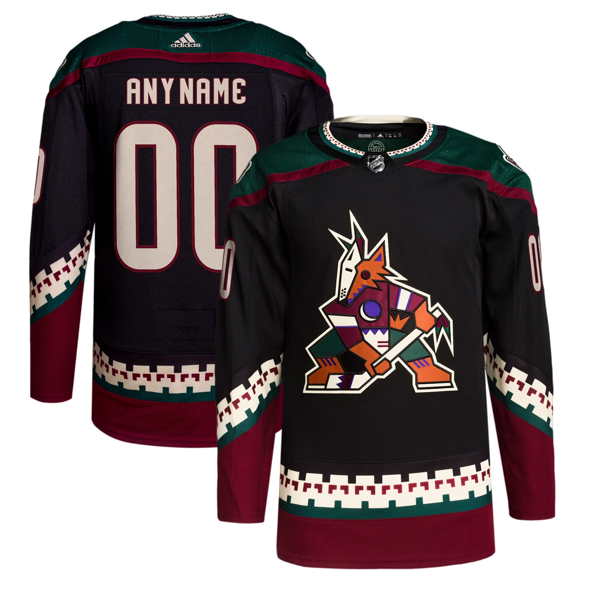 Men's Arizona Coyotes adidas Black Home Primegreen Authentic Pro Custom Jersey